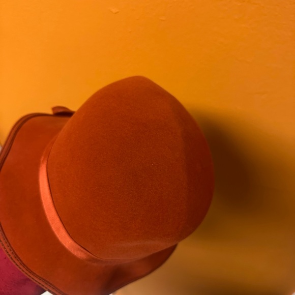 Anthropologie Terracotta Hat with Blush Ribbon